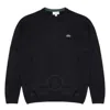 Lacoste Navy Organic Cotton Crew Neck Sweater In Black