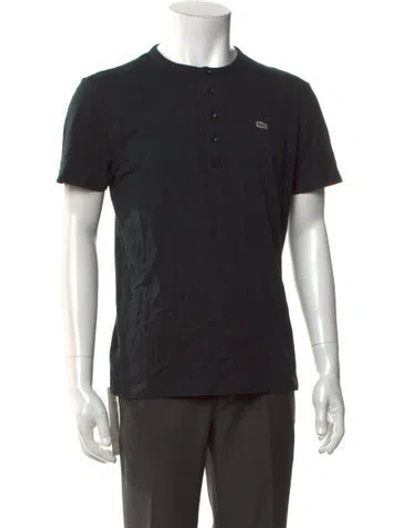 Pre-owned Lacoste Crew Neck Short Sleeve Henley In Black