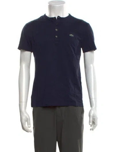 Pre-owned Lacoste Crew Neck Short Sleeve Henley In Blue