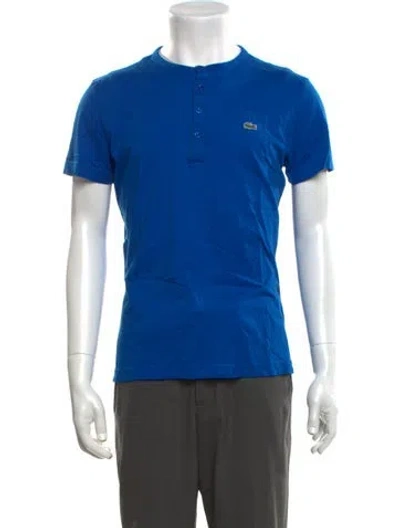 Pre-owned Lacoste Crew Neck Short Sleeve Henley In Blue