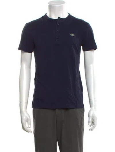 Pre-owned Lacoste Crew Neck Short Sleeve Henley In Blue
