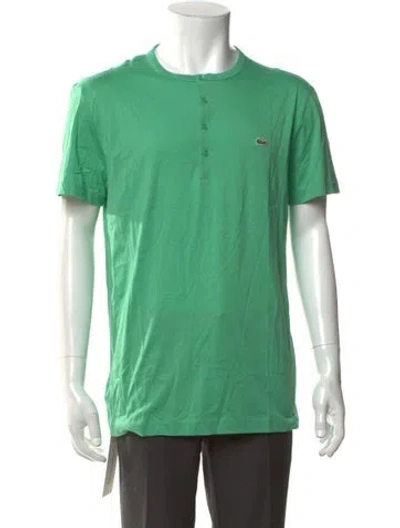 Pre-owned Lacoste Crew Neck Short Sleeve Henley In Green