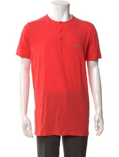 Pre-owned Lacoste Crew Neck Short Sleeve Henley In Orange