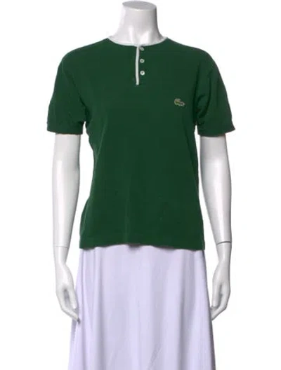 Pre-owned Lacoste Crew Neck Short Sleeve Polo In Green