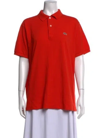 Pre-owned Lacoste Crew Neck Short Sleeve Polo In Orange