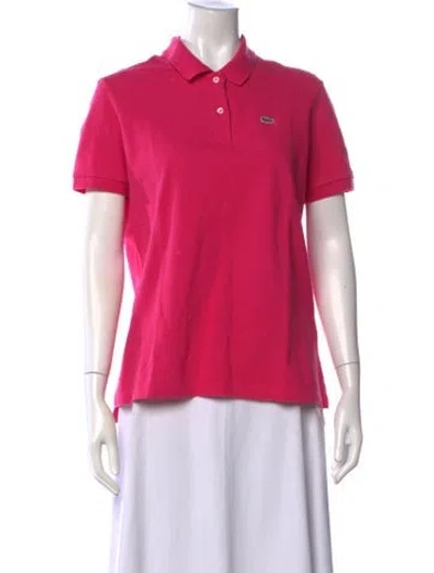 Pre-owned Lacoste Crew Neck Short Sleeve Polo In Pink