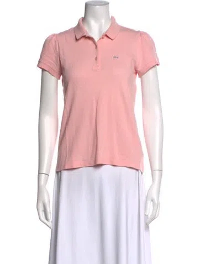 Pre-owned Lacoste Crew Neck Short Sleeve Polo In Pink