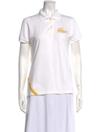 Pre-owned Lacoste Crew Neck Short Sleeve Polo In White