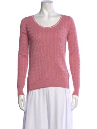 Pre-owned Lacoste Crew Neck Sweater In Pink