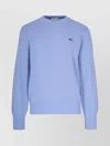 Lacoste Crew Neck Sweater Ribbed Cuffs And Hem In Blue