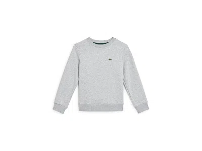 Lacoste Crew Neck Sweatshirt (big Kid) Boy's Sweatshirt Argent Chine Heather: Xl (16 Big Kid), Cotton/polyes In Gray
