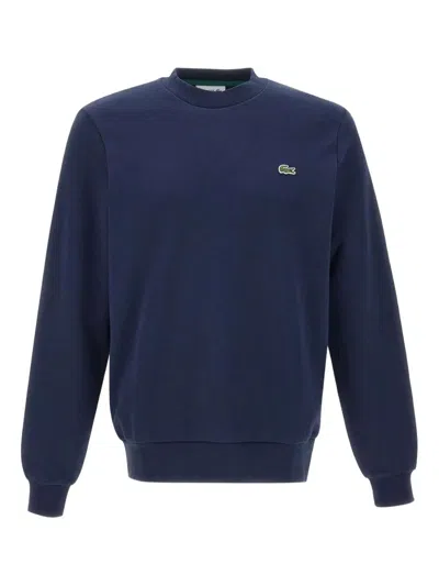Lacoste Crew Neck Sweatshirt With Logo In Blue