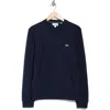 Lacoste Crewneck Fleece Pullover Sweatshirt In Blue