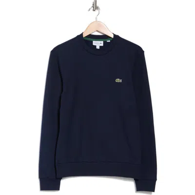 Lacoste Crewneck Fleece Pullover Sweatshirt In Blue
