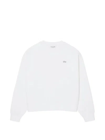 Lacoste Crew-neck Logo Sweatshirt In White