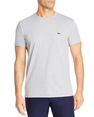 Lacoste Crew Neck Cotton Pima Tee In Silver Chine
