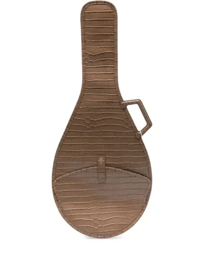 Lacoste Croc-embossed Racket Bag In Brown