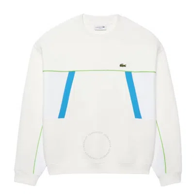 Lacoste Croc-embroidered Loose-fit Cotton Sweatshirt In White