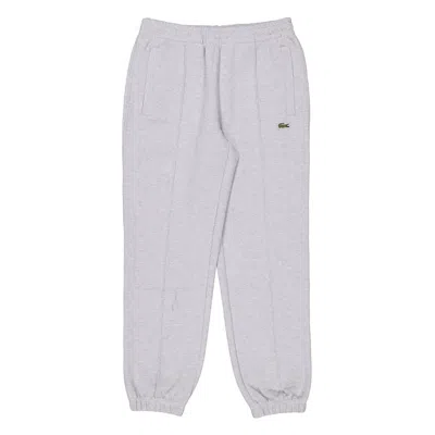 Lacoste Croc-embroidered Regular Fit Pique Sweatpants In Gray