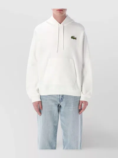 Lacoste Croco Hoodie Featuring Kangaroo Pocket In White