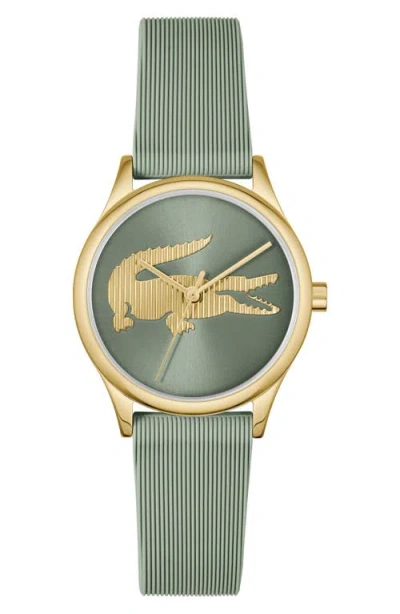 Lacoste Crocodelle Silicone Strap Watch, 30mm In Green