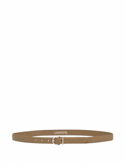 Lacoste Crocodelle Smooth-leather Belt In Brown