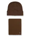 Lacoste Crocodile-appliqué Beanie (set Of Two) In Brown