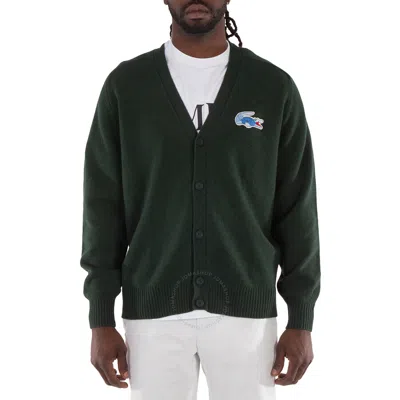 LACOSTE LACOSTE CROCODILE-EMBLEM WOOL CARDIGAN