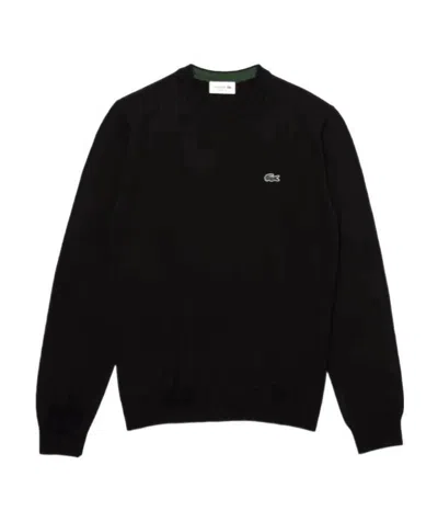 Lacoste Crocodile-embroidered Cotton Sweatshirt In Black