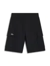 Lacoste Crocodile-embroidered Fleece Shorts In Black
