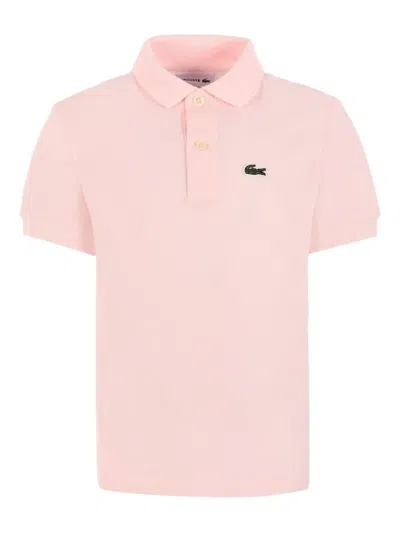 Lacoste Kids' Crocodile-embroidered Short-sleeve Polo Shirt In Pink