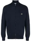 Lacoste Crocodile Logo-patch Cardigan In Blue