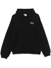 Lacoste Loose Fit Cotton French Terry Hoodie In Black