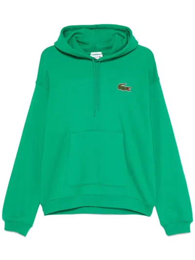 Lacoste Crocodile-patch Hoodie In Green