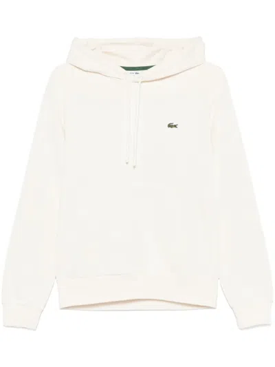 Lacoste Crocodile-patch Hoodie In Neutrals