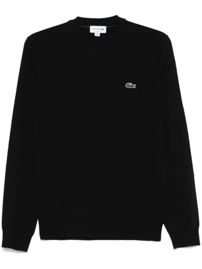 Lacoste Crocodile-patch Sweater In Black