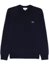 Lacoste Crewneck Fleece Pullover Sweatshirt In Blue
