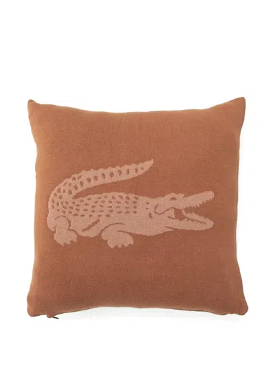 Lacoste Überwurf Mit Kroko-muster (45cm X 45cm) In Brown