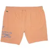 Lacoste Crocodile Print Fleece Short In Light Orange In Orange