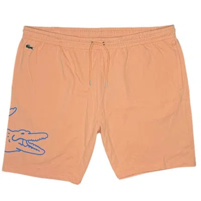 Lacoste Crocodile Print Fleece Short In Light Orange