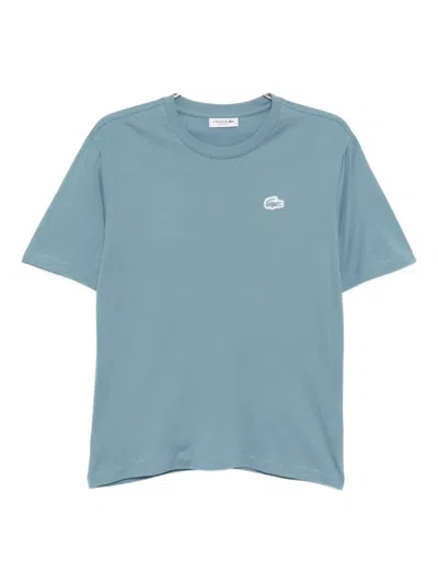 Lacoste Crocodile Print Jersey T-shirt In Blue