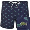 Lacoste Crocodile Print Swim Shorts Navy In Blue