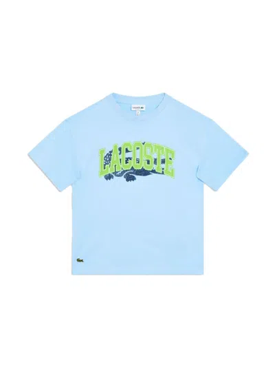 Lacoste Kids' Crocodile-print T-shirt In Blue