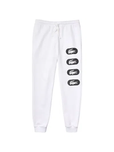 Lacoste Crocodile-print Track Pants In White