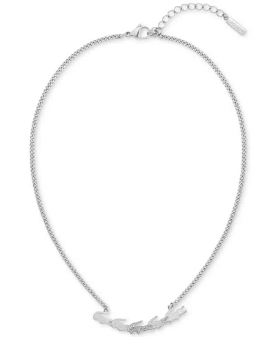 Lacoste Crocodile Statement Necklace, 16" + 2" Extender In Metallic
