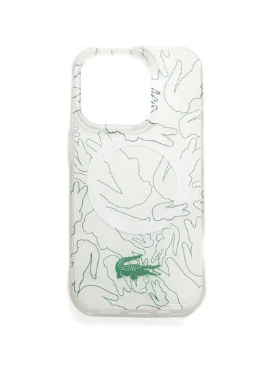 Lacoste Crocodile-pattern Iphone 15 Pro Max Case In White