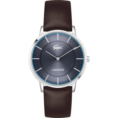 Lacoste Crocorigin Navy Leather Strap Watch, 40mm