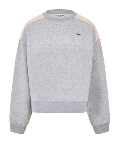 Lacoste Cropped Crewneck Sweatshirt In Gray