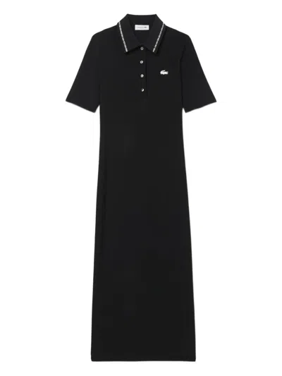 Lacoste Crystal-embellished Polo Dress In Black