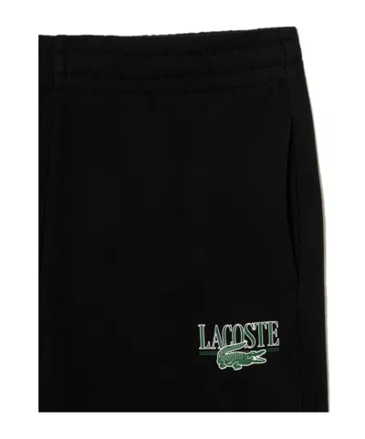 Lacoste Cuffed Knit Sweatpants In Black